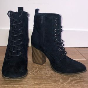 High heel lace up boots